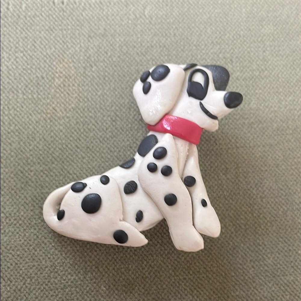 Dalmatian Dog with Red Collar Handmade Brooch
